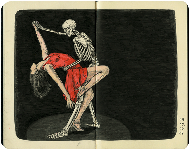 Tango mit einem Skelett