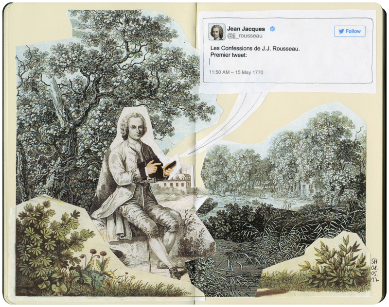 Rousseau mit Smartphone