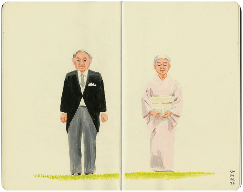 Kaiser Akihito mit Kaiserin Michiko